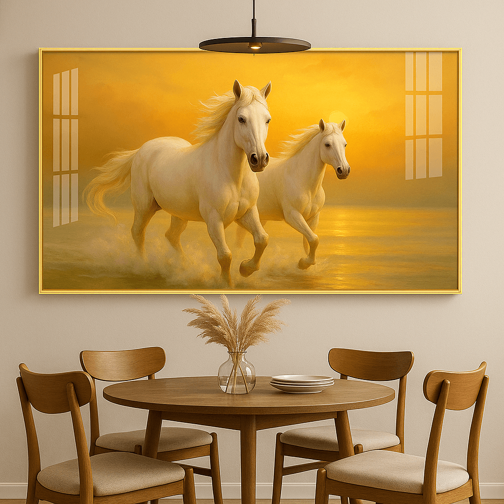 Premium Acrylic 3D UV Printed Wall Art- 2 Running Horses view 2