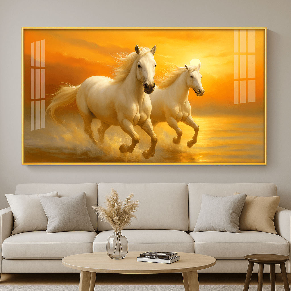 Premium Acrylic 3D UV Printed Wall Art- 2 Running Horses view 1